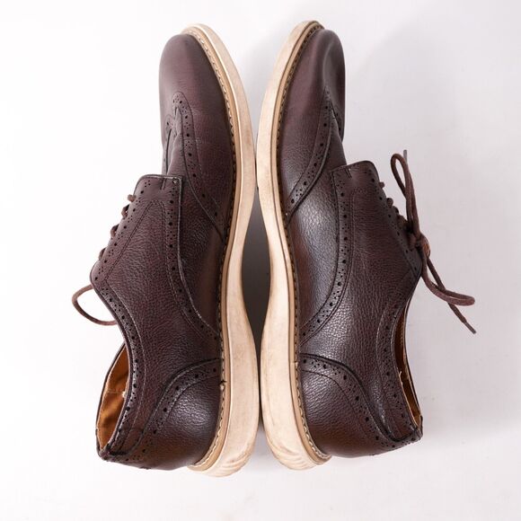 Nautica Leather Oxford Fancy Dress Shoes Men\'s 12 Casual Sneakers Brown Tan